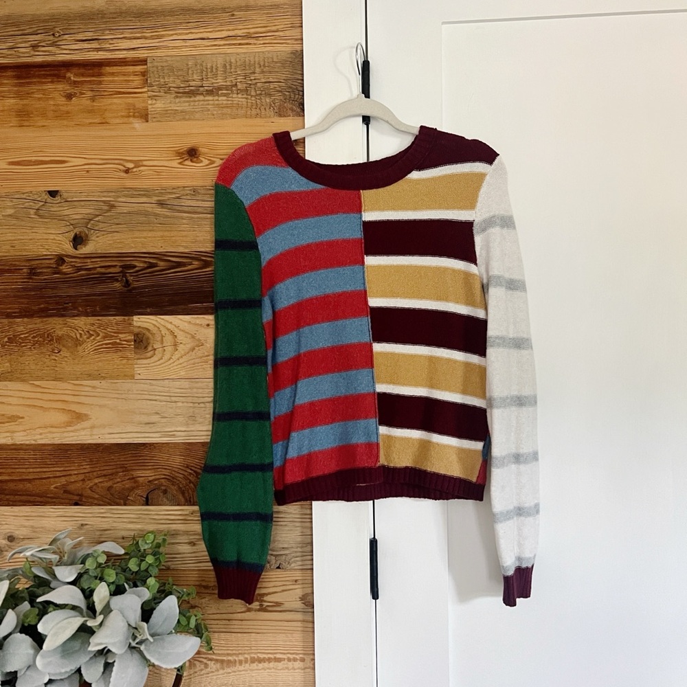 AE Patchwork Striped Seamed Sweater - image 3